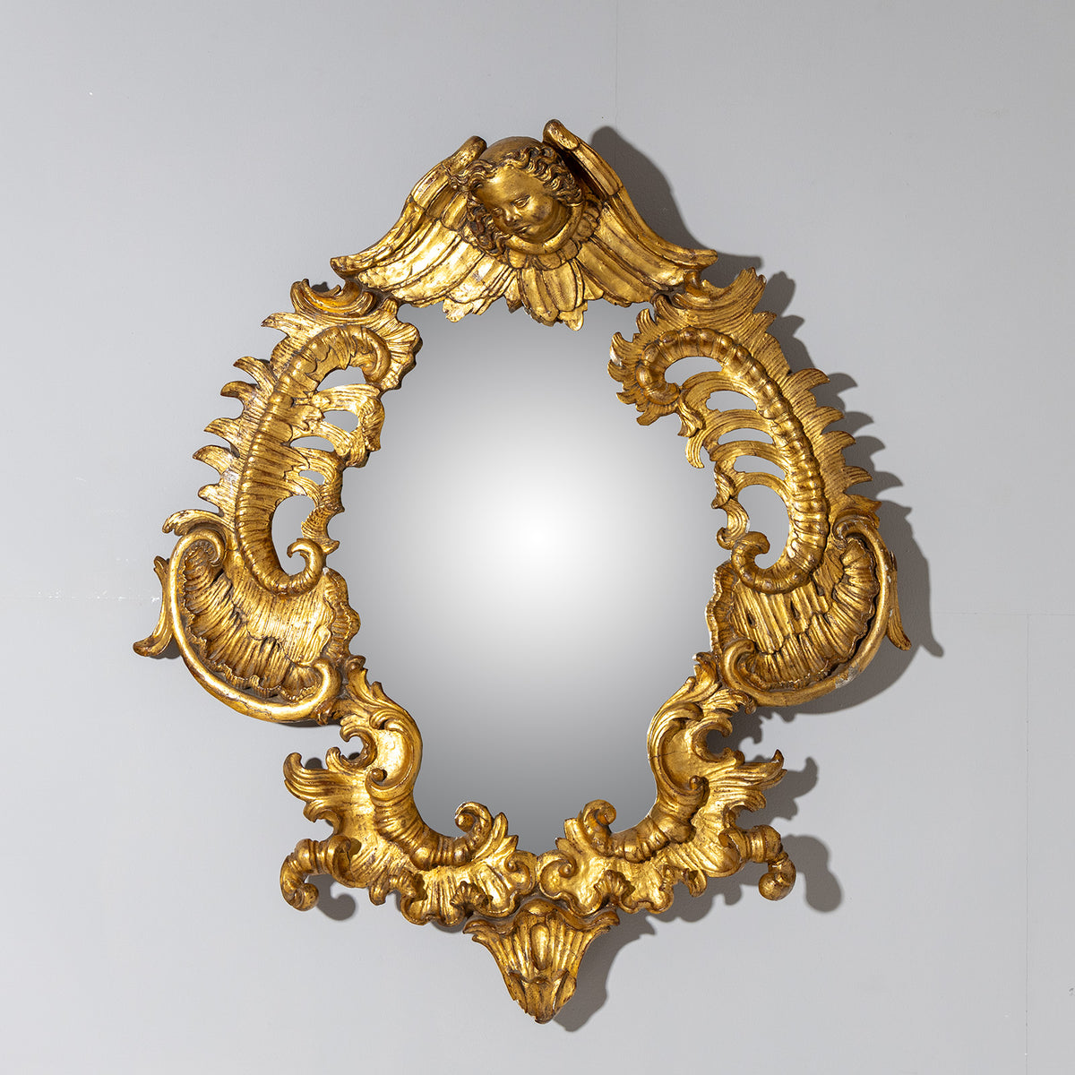 Goldener Rokoko Wandspiegel, 2. Hälfte 18. Jahrhundert