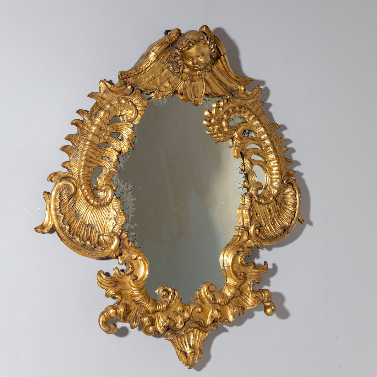 Goldener Rokoko Wandspiegel, 2. Hälfte 18. Jahrhundert