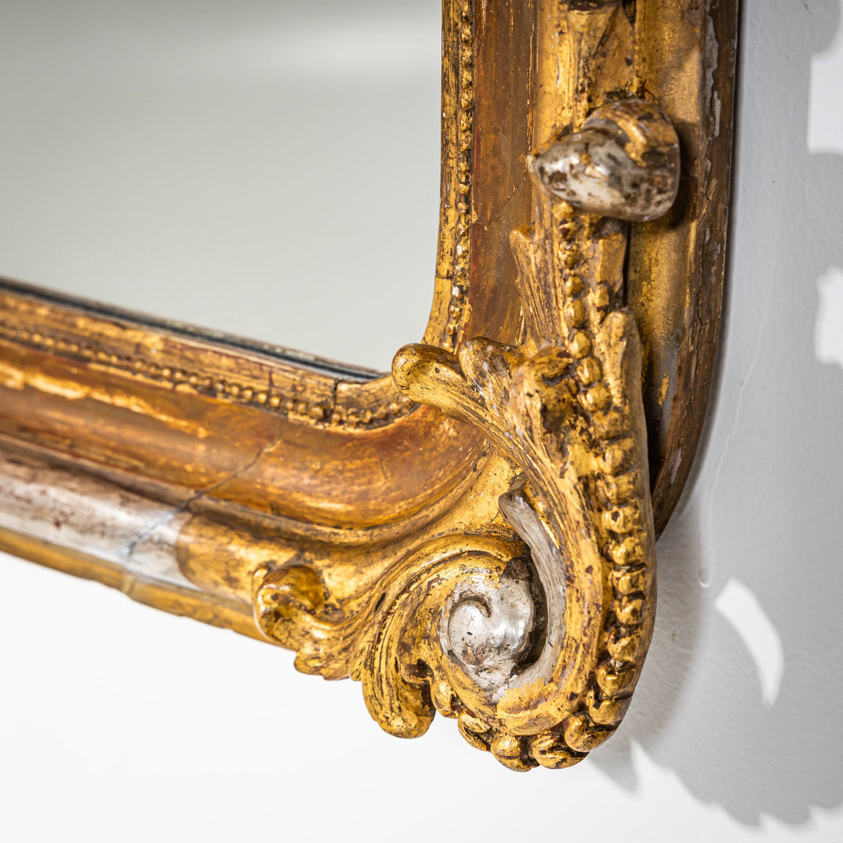 Vergoldeter Wandspiegel im Barockstil, 2. Hälfte 19. Jahrhundert