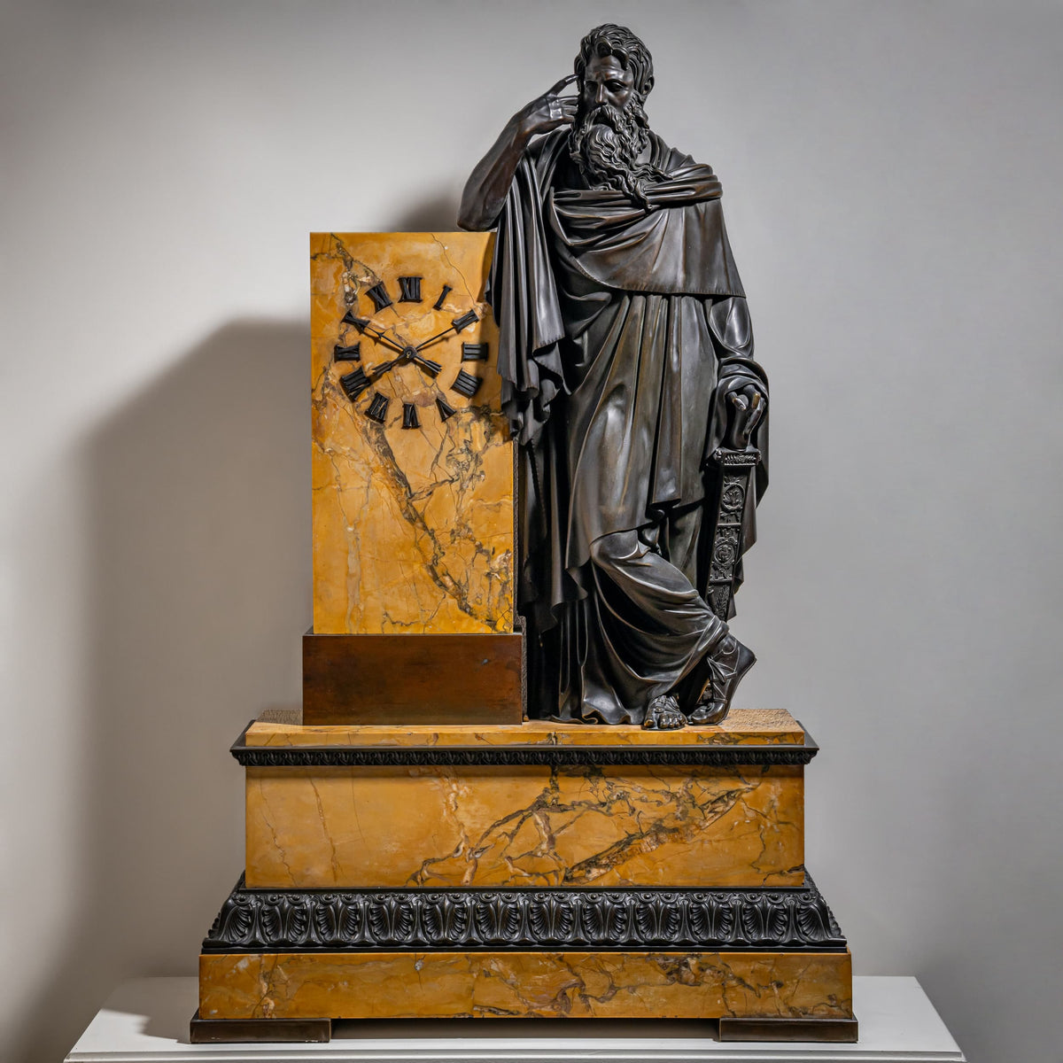Bronze Pendule, Restaurationszeit Frankreich, Werk datiert 1827