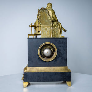 Black Mantel clock with Benjamin Franklin in Bronze, 2nd Half 19th Century