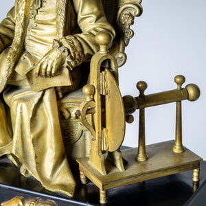 Black Mantel clock with Benjamin Franklin in Bronze, 2nd Half 19th Century