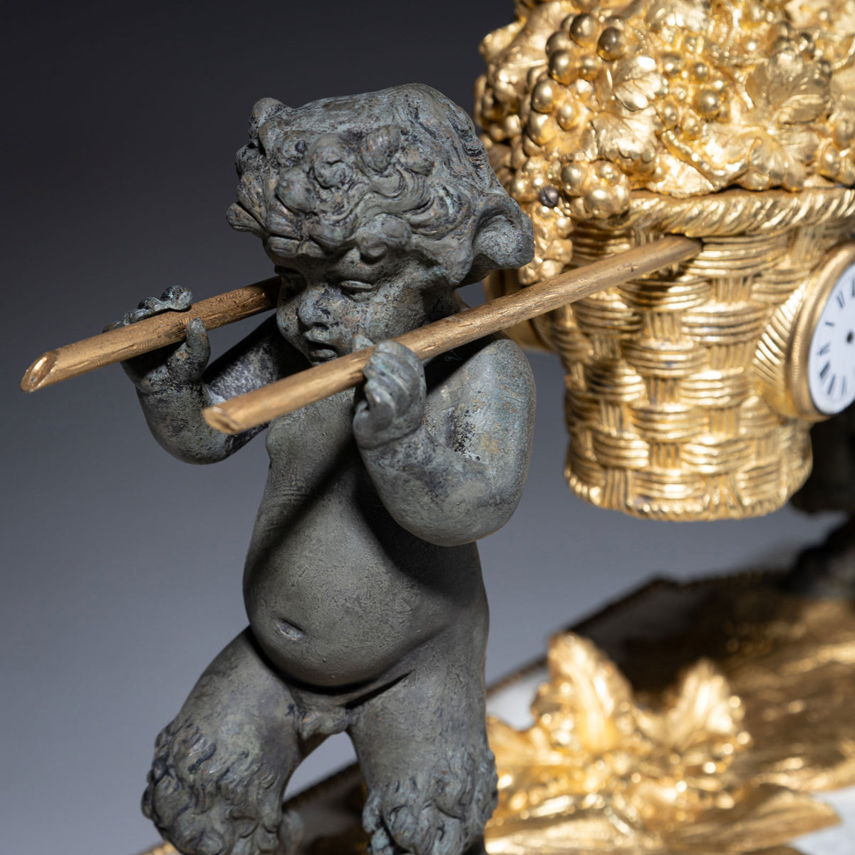 Mantel Clock with small Satyrs, 1st Half 19th Century