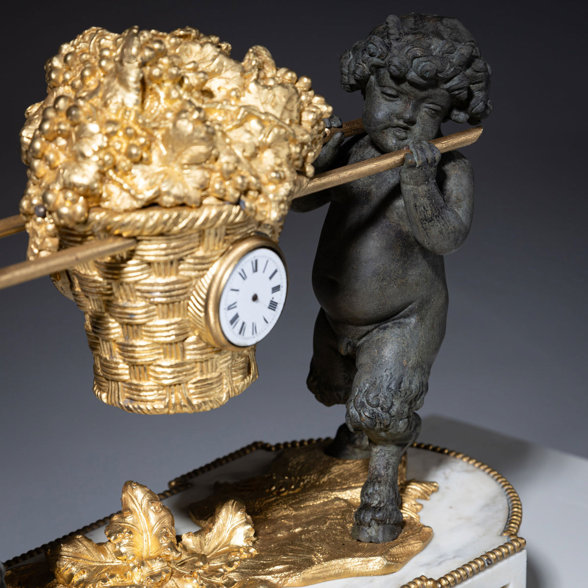 Mantel Clock with small Satyrs, 1st Half 19th Century