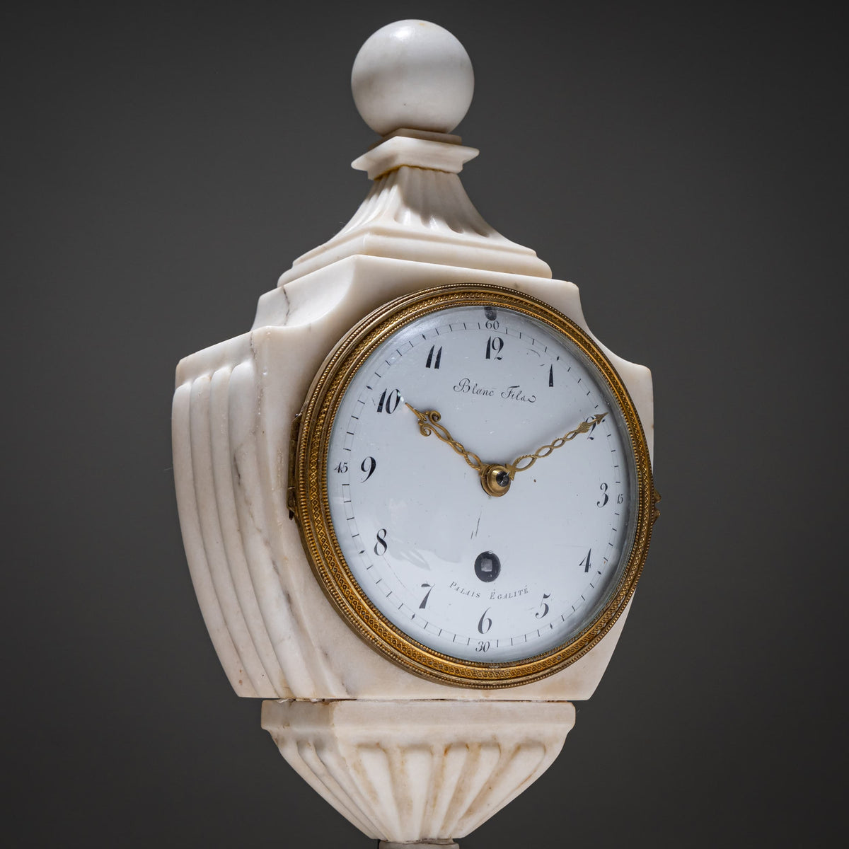 Marble Mantel Clock with Matching Vases, circa 1830