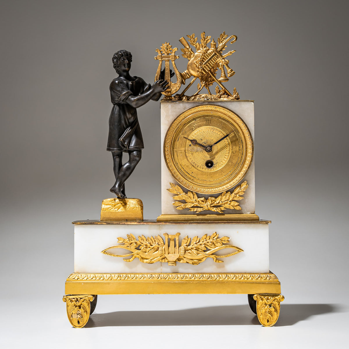 Kaminuhr mit Orpheus Darstellung, 19. Jahrhundert