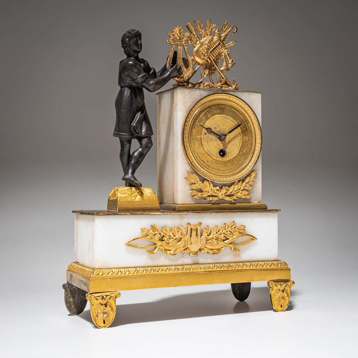 Kaminuhr mit Orpheus Darstellung, 19. Jahrhundert