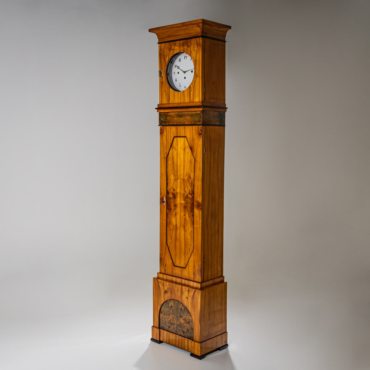 Große Biedermeier Standuhr in Kirsche, deutsch um 1820