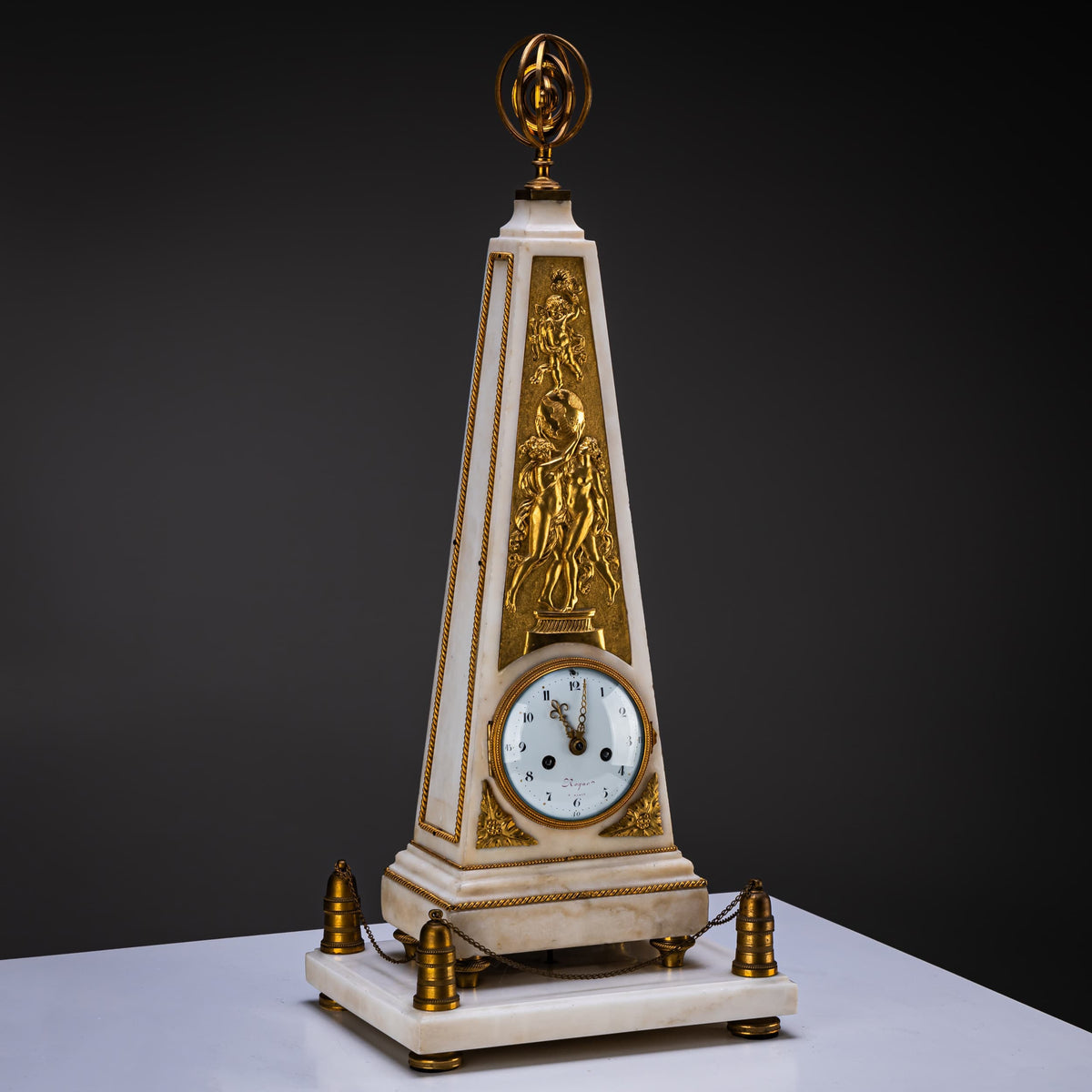 Louis XVI Obelisk Clock, signed Roque à Paris, circa 1780