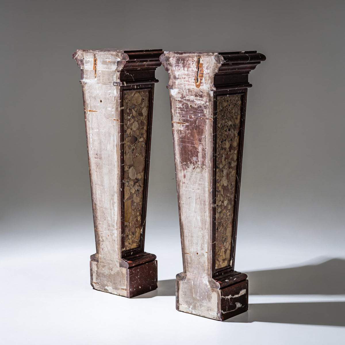 Pair of Griotte Marble Pedestals, 19th Century