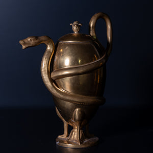 Goldene Porzellan Teekanne mit Schlangendekor, KPM um 1800