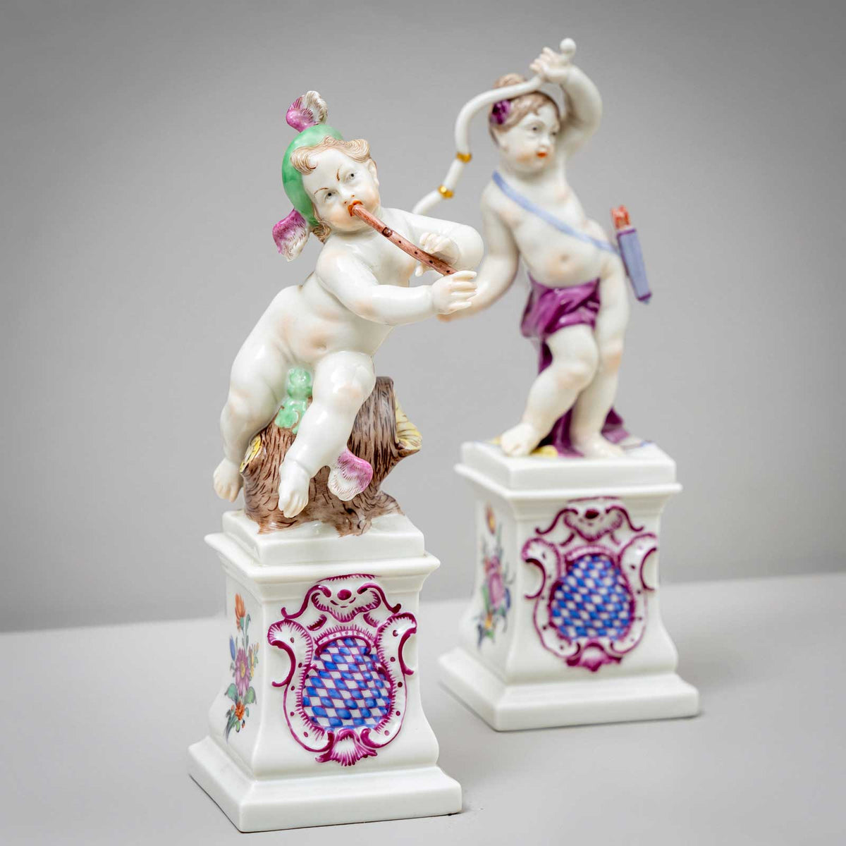 Putti as Diana and Hermes, Nymphenburg Porcelain, 1st Quarter 20th Century