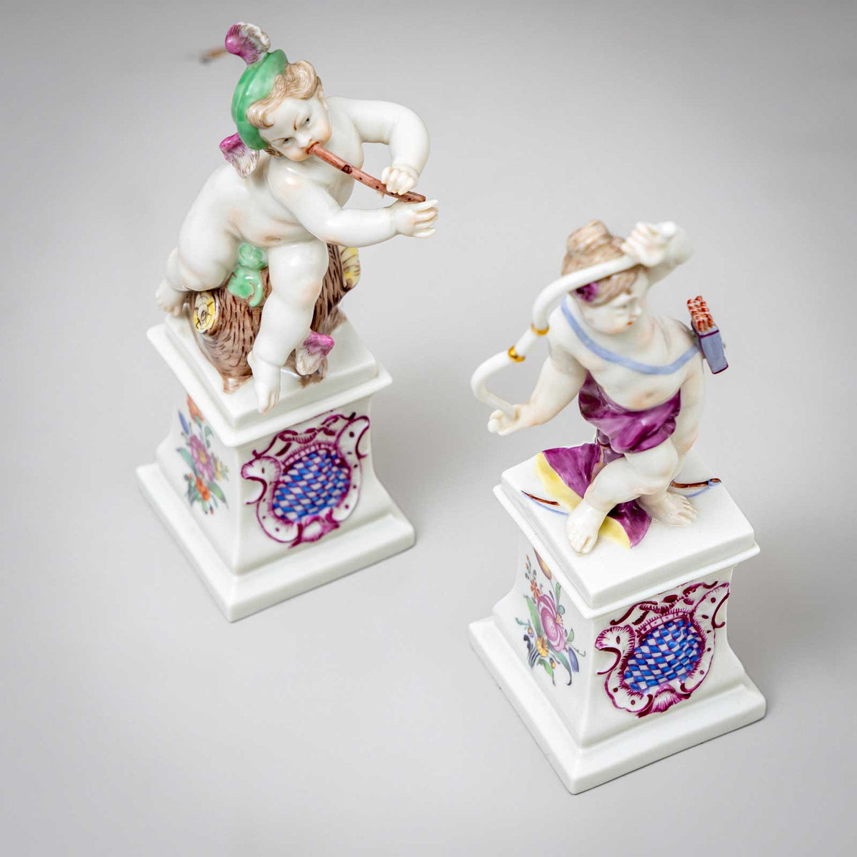 Putti as Diana and Hermes, Nymphenburg Porcelain, 1st Quarter 20th Century