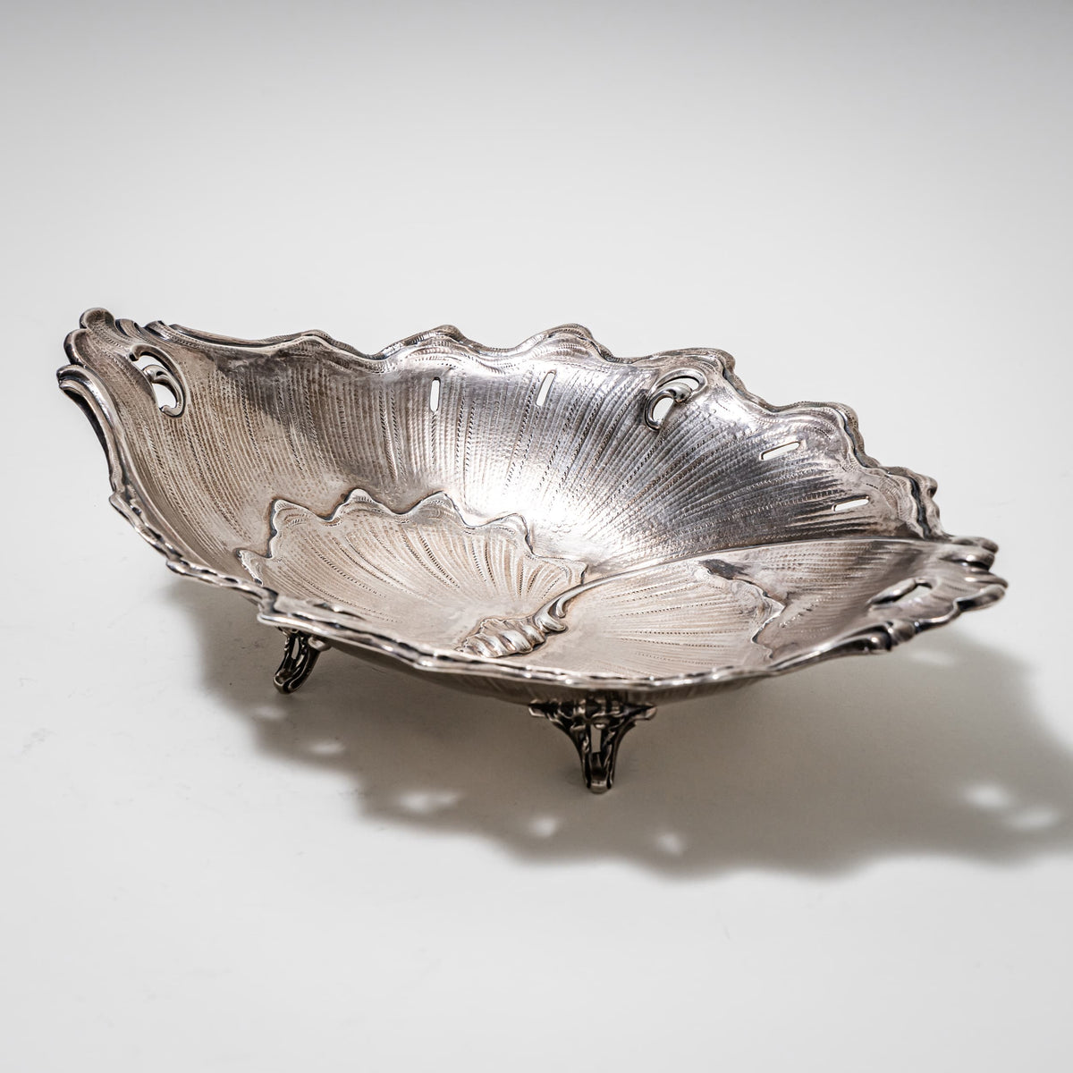 Silver Bowl with Leaf Decoration