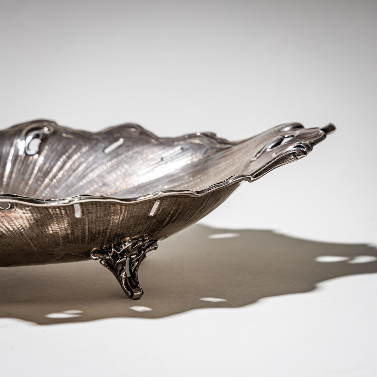 Silver Bowl with Leaf Decoration