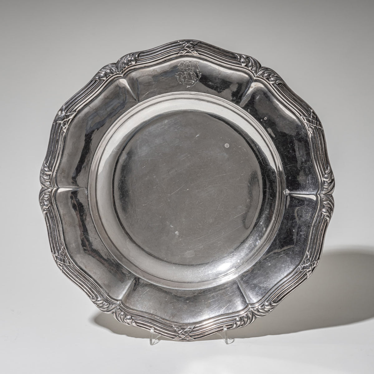 Large Silver Plate by Odiot, Paris, Second Half of the 19th Century
