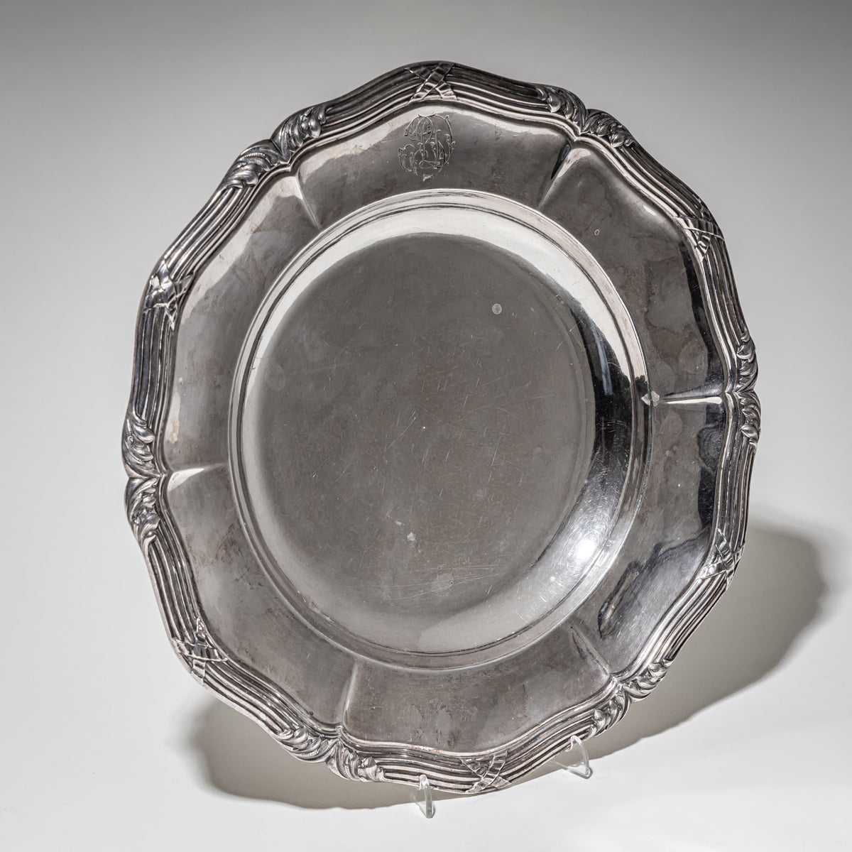 Large Silver Plate by Odiot, Paris, Second Half of the 19th Century