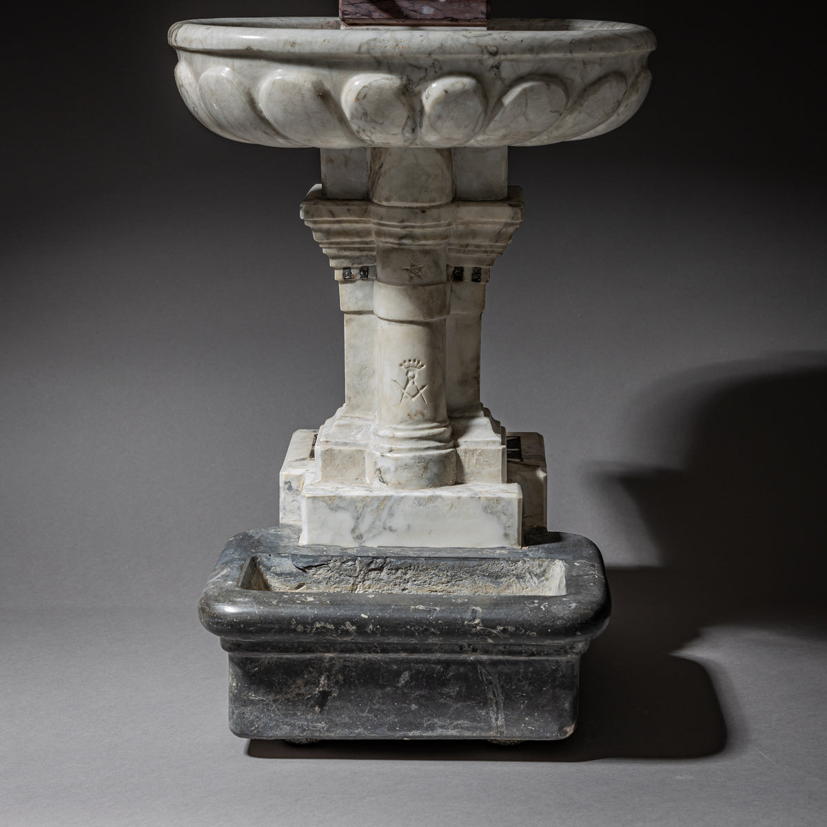 Marble Table Fountain with Fisherman of Pompeii Bronze, ca. 1820