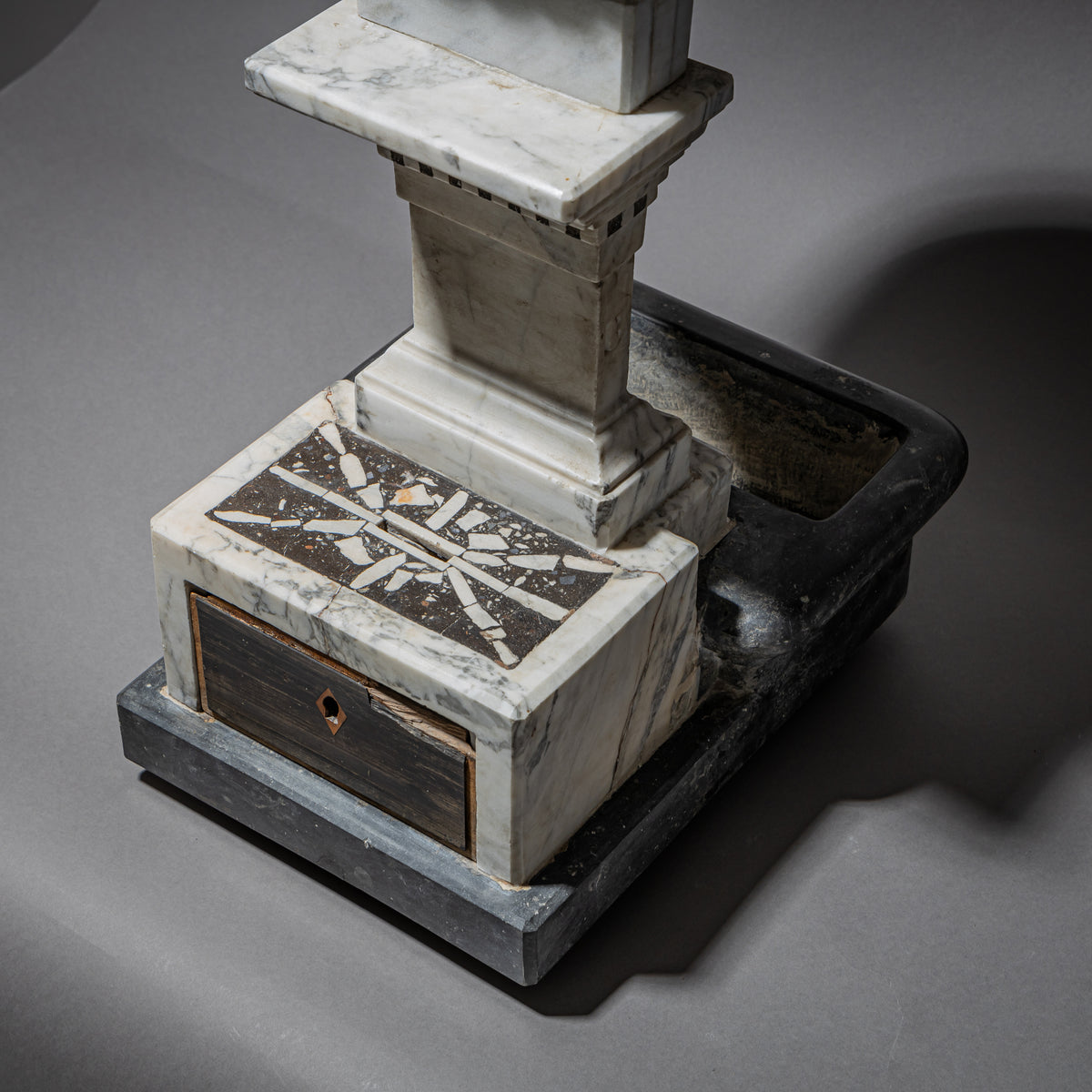 Marble Table Fountain with Fisherman of Pompeii Bronze, ca. 1820