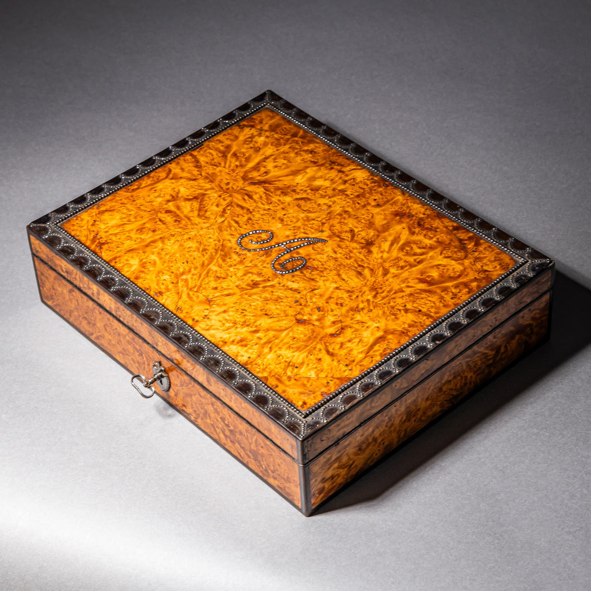 Sewing Box with Steel-Cut Decor, c. 1820