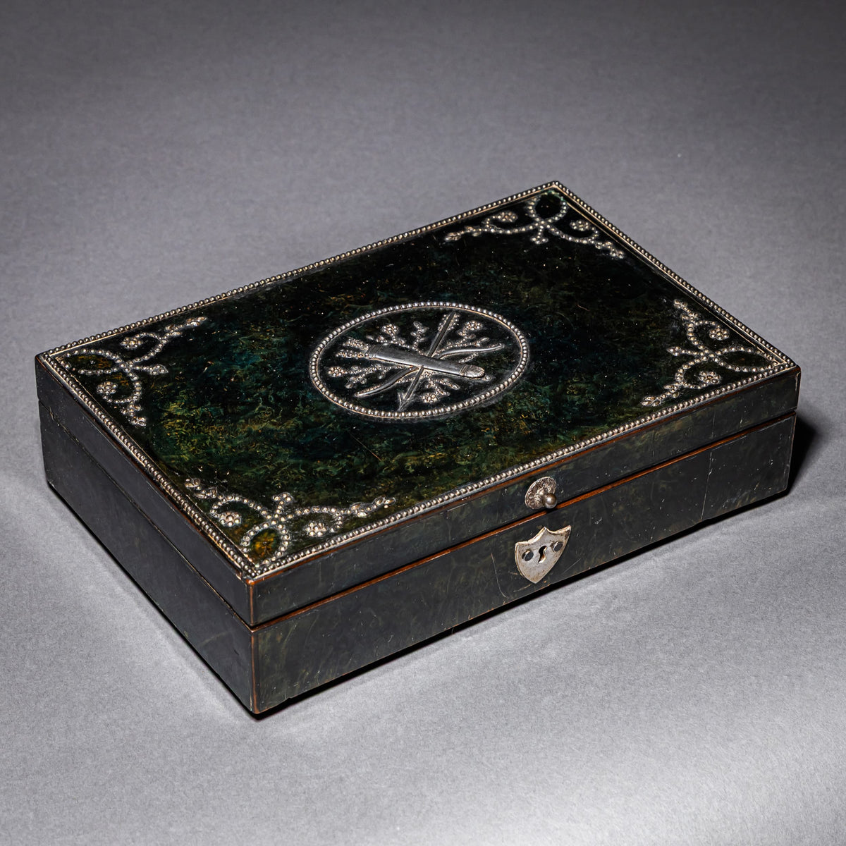 Sewing box with steel-cut decoration, 19th century