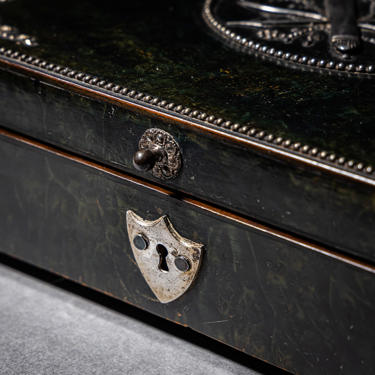 Sewing box with steel-cut decoration, 19th century