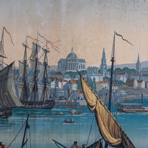 Zuber et Cie, “Boston Harbor” aus “Vues d’Amérique du Nord”, Frankreich Mitte 20. Jahrhundert 