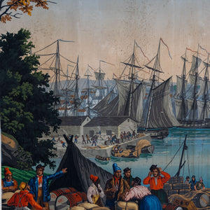 Zuber et Cie, “Boston Harbor” aus “Vues d’Amérique du Nord”, Frankreich Mitte 20. Jahrhundert 