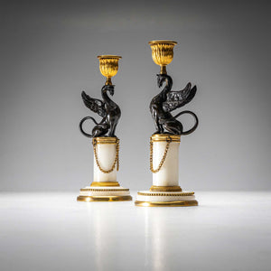 Pair of griffin-shaped Candlesticks, France (?) around 1810