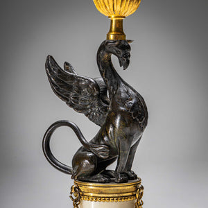 Pair of griffin-shaped Candlesticks, France (?) around 1810