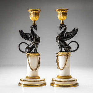 Pair of griffin-shaped Candlesticks, France (?) around 1810