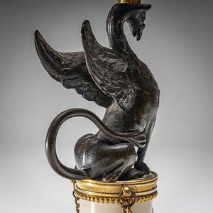 Pair of griffin-shaped Candlesticks, France (?) around 1810