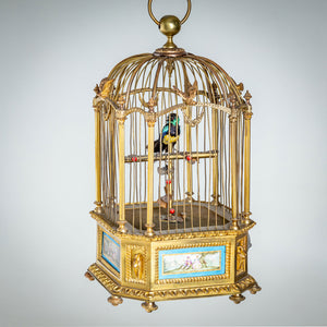 Music Box in the Shape of a Bird Cage with Songbird, probably by Charles Bontems, late 19th Century