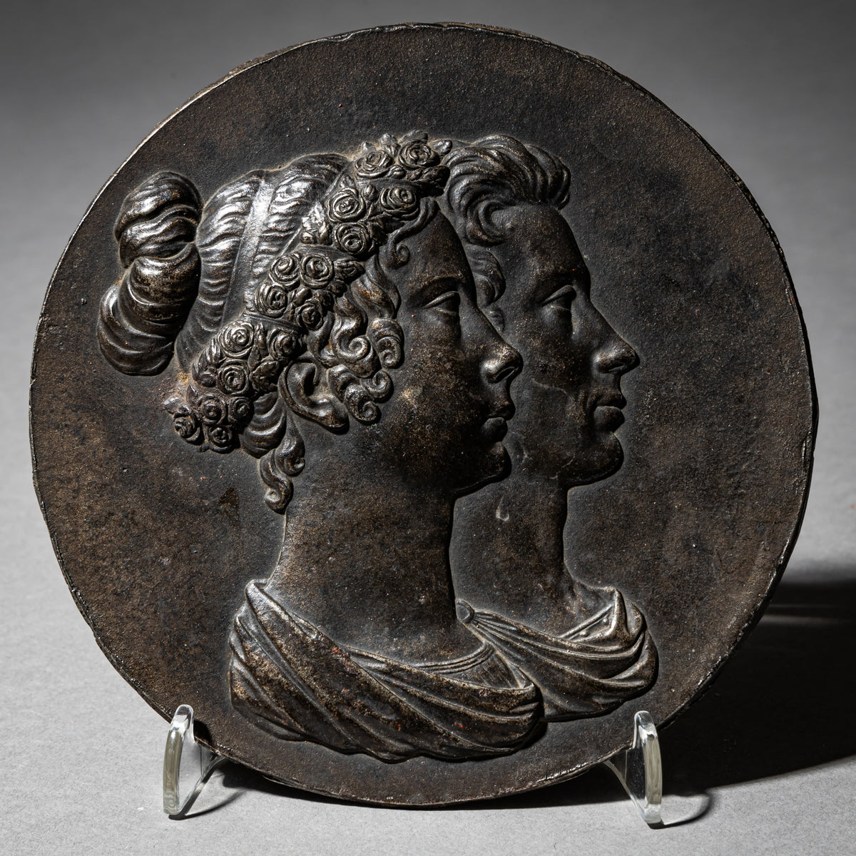 Doppelportrait-Relief in Medaillenform, Berliner Eisen, Anfang 19. Jahrhundert