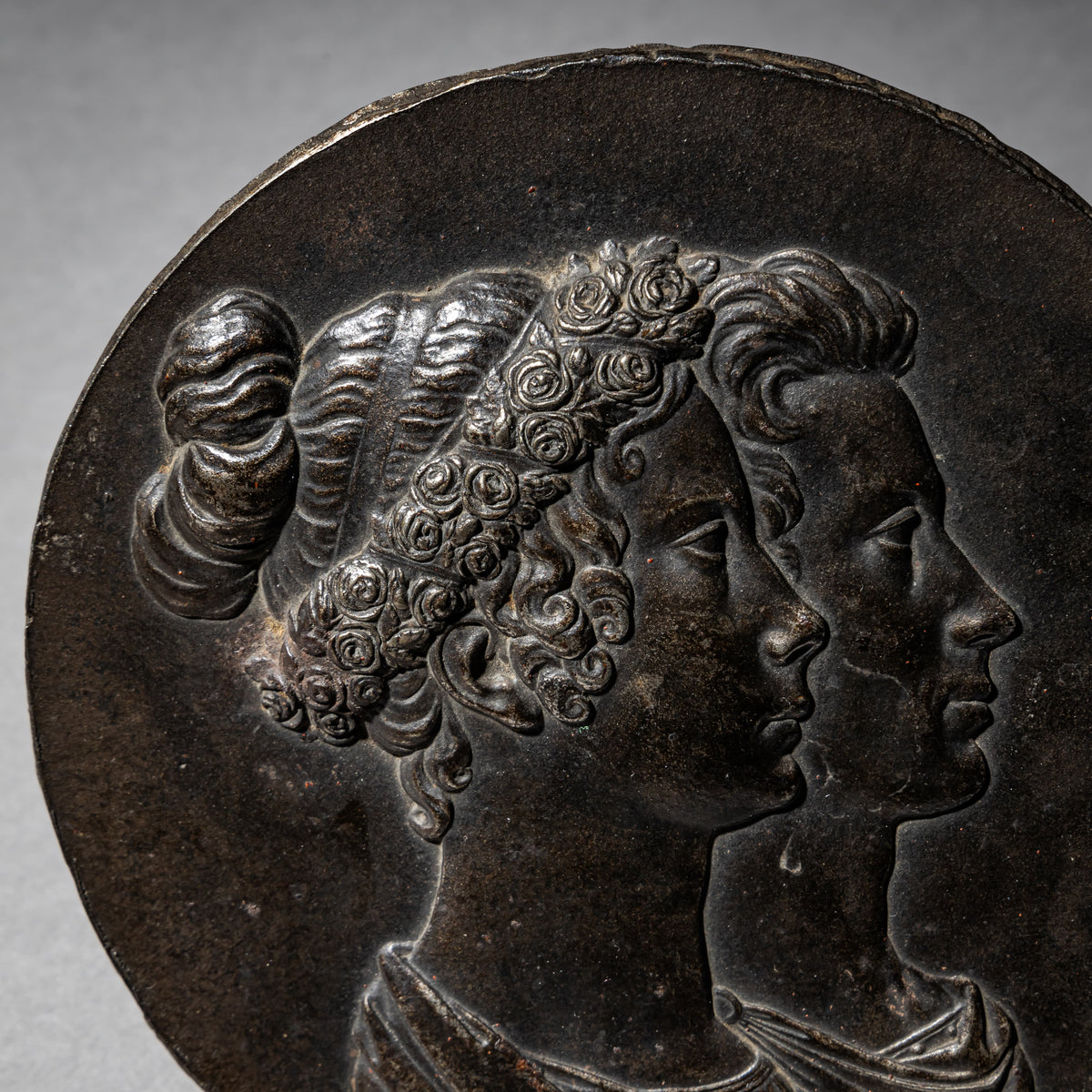 Doppelportrait-Relief in Medaillenform, Berliner Eisen, Anfang 19. Jahrhundert