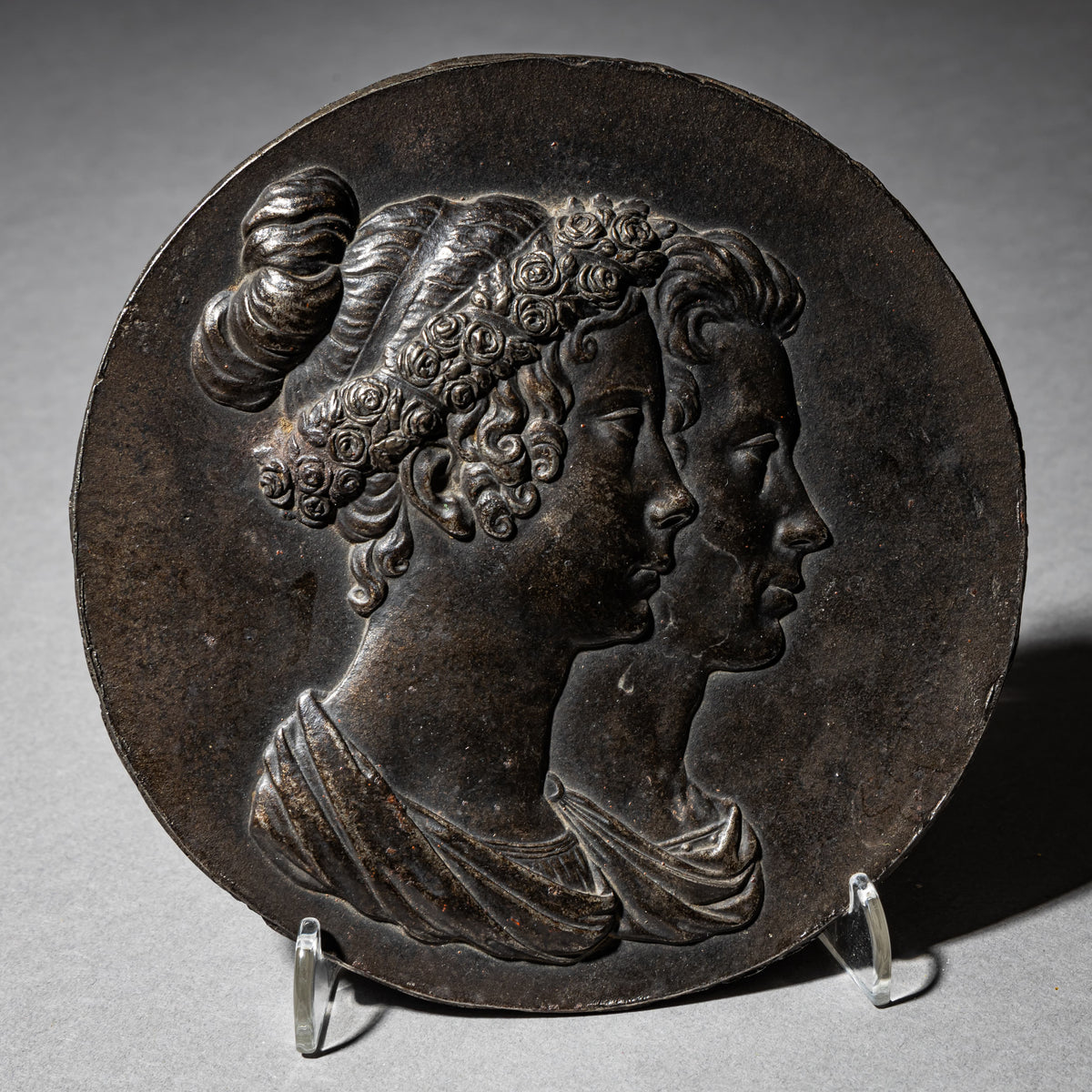 Doppelportrait-Relief in Medaillenform, Berliner Eisen, Anfang 19. Jahrhundert