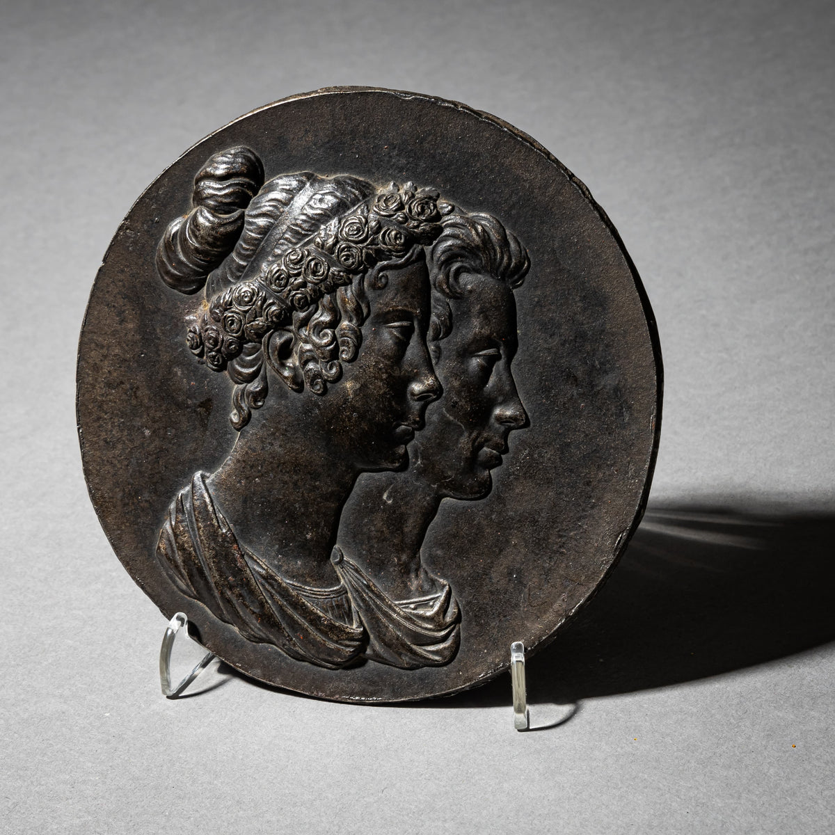 Doppelportrait-Relief in Medaillenform, Berliner Eisen, Anfang 19. Jahrhundert