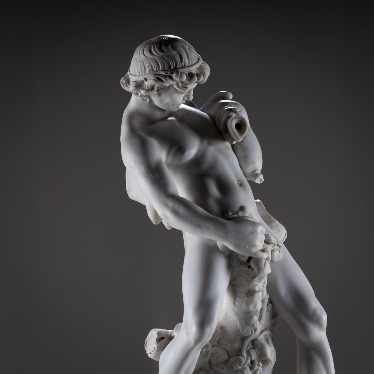 Wandbrunnen aus Marmor mit Satyr, 19. Jahrhundert