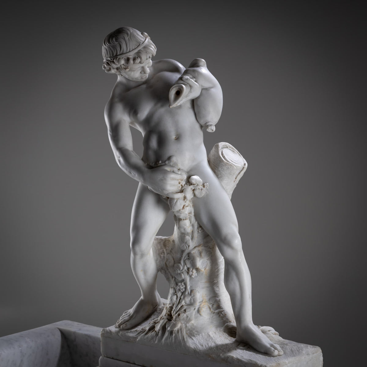 Wandbrunnen aus Marmor mit Satyr, 19. Jahrhundert