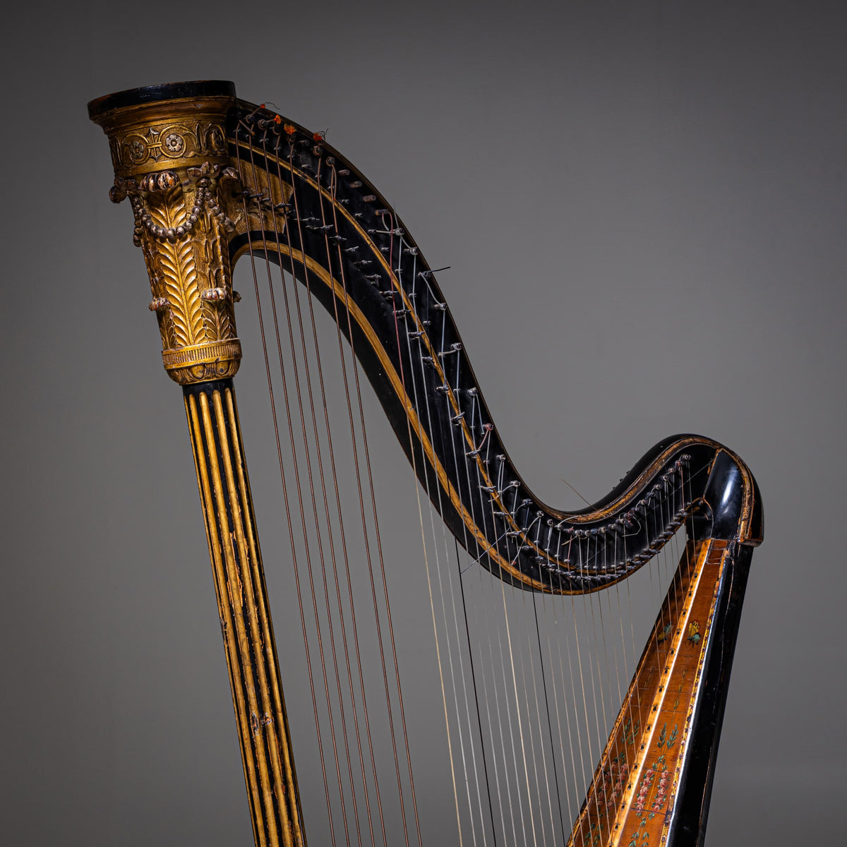 Pedal-Harfe mit figürlicher Bemalung, um 1780