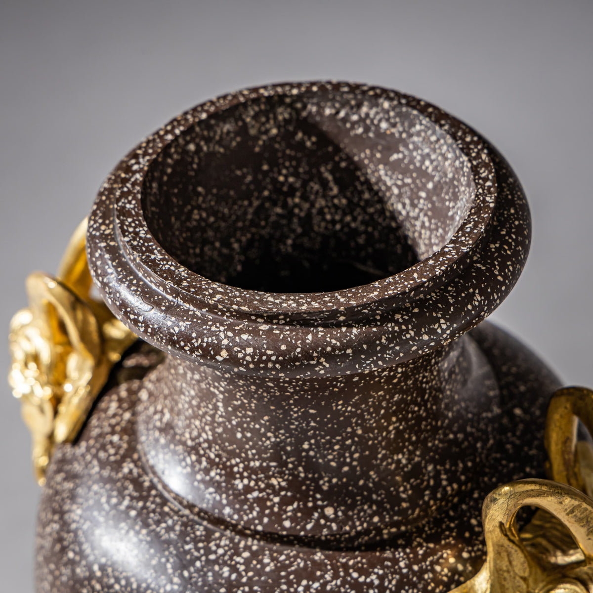 Pair of Porphyry Amphorae with Satyr Masks, possibly Sweden, 19th Century