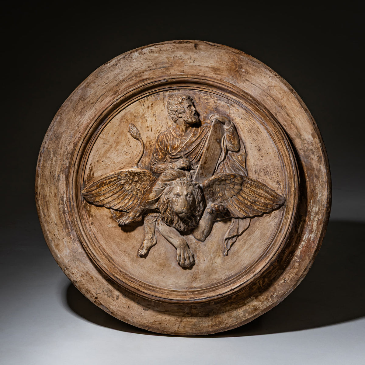 Terracotta Relief Tondo Depicting Saint Mark, Italy, 19th Century