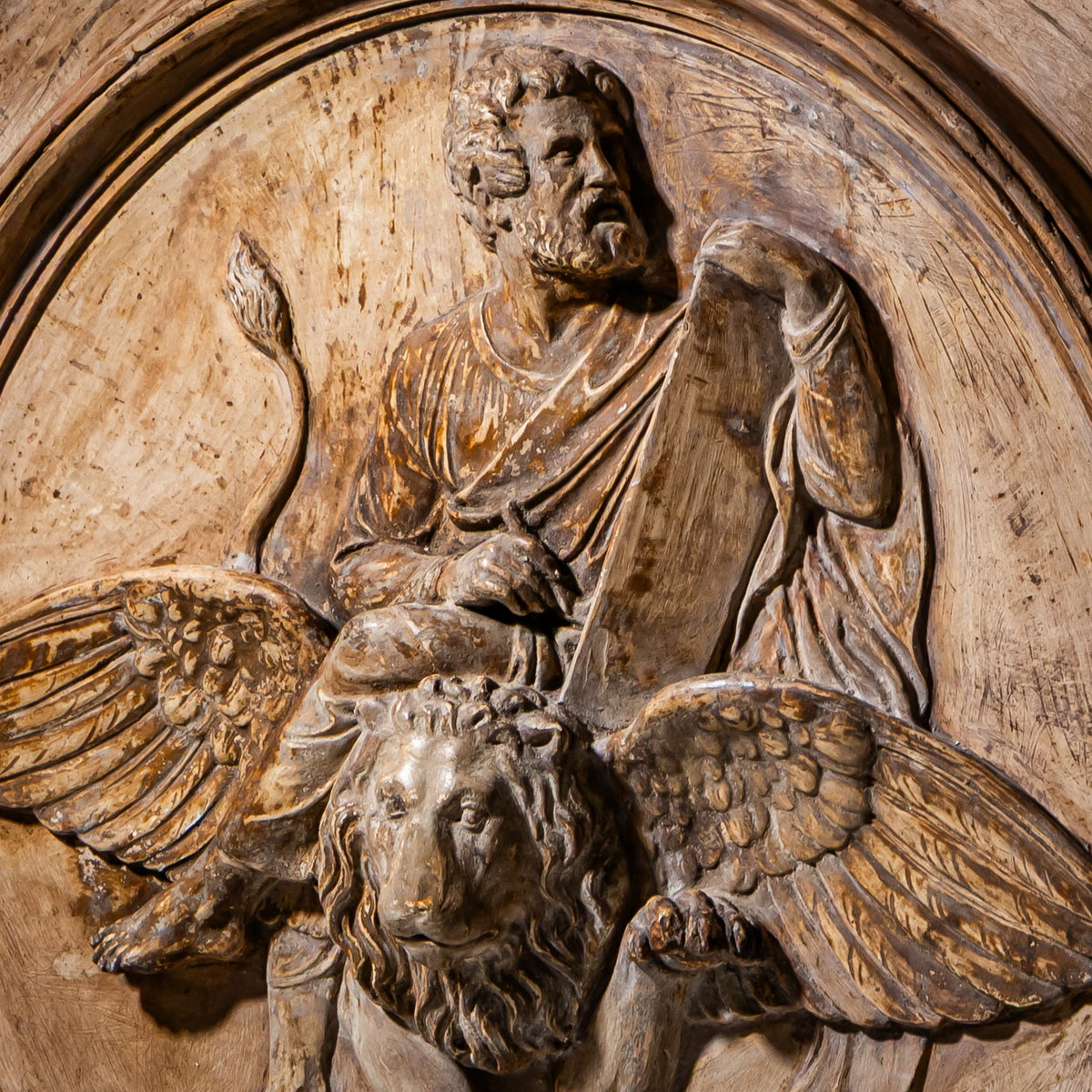 Terracotta Relief Tondo Depicting Saint Mark, Italy, 19th Century