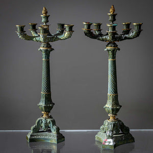 Pair of Bronze Candelabras, 1st Half 19th Century