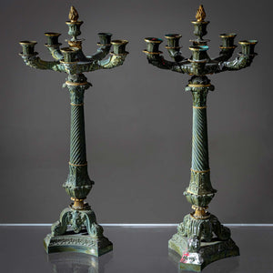 Pair of Bronze Candelabras, 1st Half 19th Century