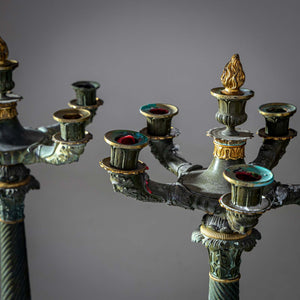 Pair of Bronze Candelabras, 1st Half 19th Century