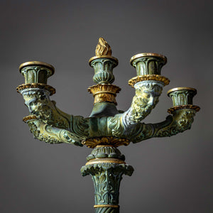 Pair of Bronze Candelabras, 1st Half 19th Century