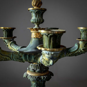 Pair of Bronze Candelabras, 1st Half 19th Century