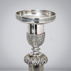 Pair of silver-plated Candlesticks, probably 19th Century