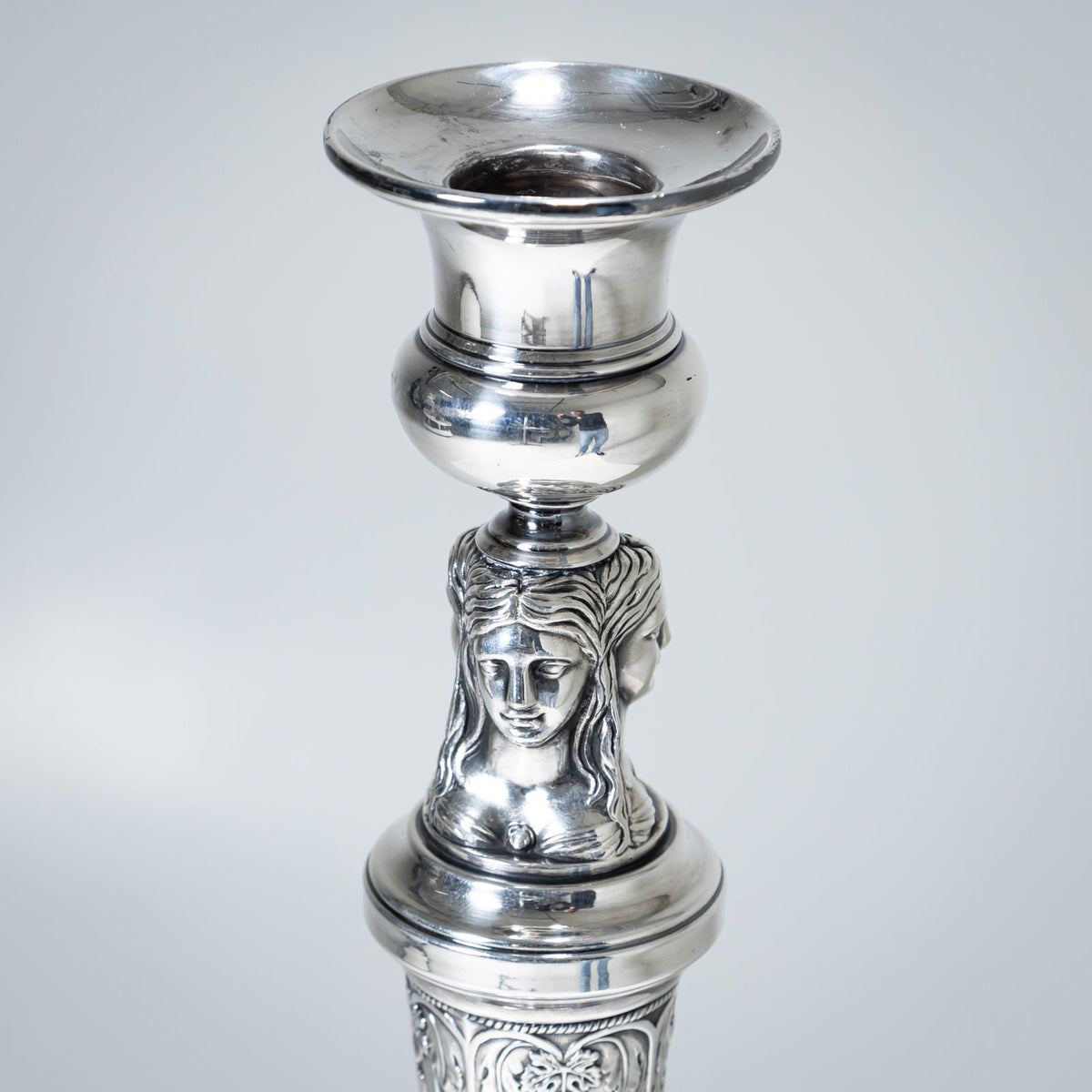 Pair of silver-plated Candlesticks, probably 19th Century